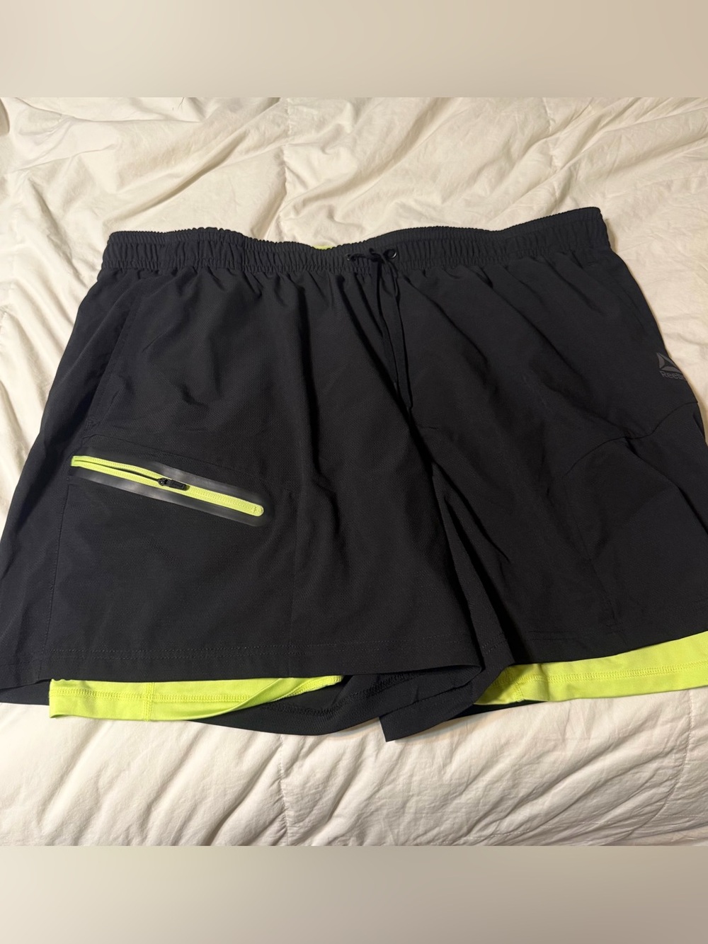 Reebok Black and green Athletic 2 in 1 shorts.